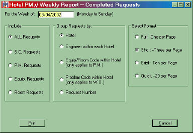 Weekly Report Options